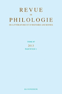 Revue de philologie, de littérature et d'histoire anciennes, v. 87-1
